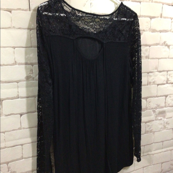 Maurice’s Sz M Black Lacy Tunic Top Lace Sleeves - Picture 11 of 11
